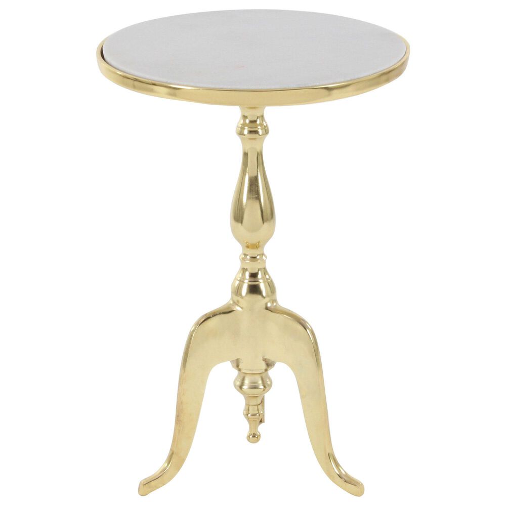Maple and Jade Round Pedestal Accent Table in Gold and Grey, , large