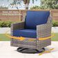 Hearth and Haven 3-Piece Outdoor Wicker Swivel Chair Set with 19" Side Table in Blue, , large