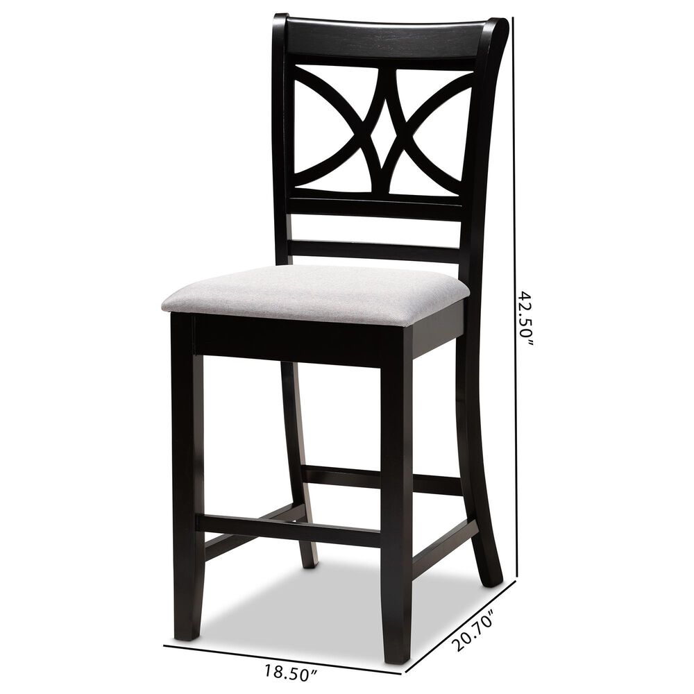 Baxton Studio Chandler Counter Height Pub Chair with Grey Cushion in Espresso Brown (Set of 2), , large