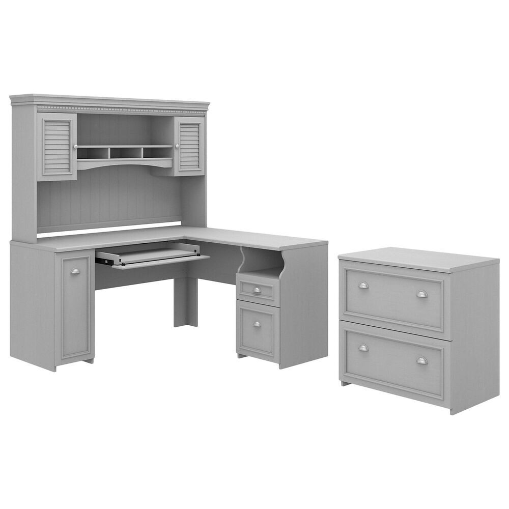 Bush Fairview 2 Piece Office Desk Set in Cape Cod Gray NFM