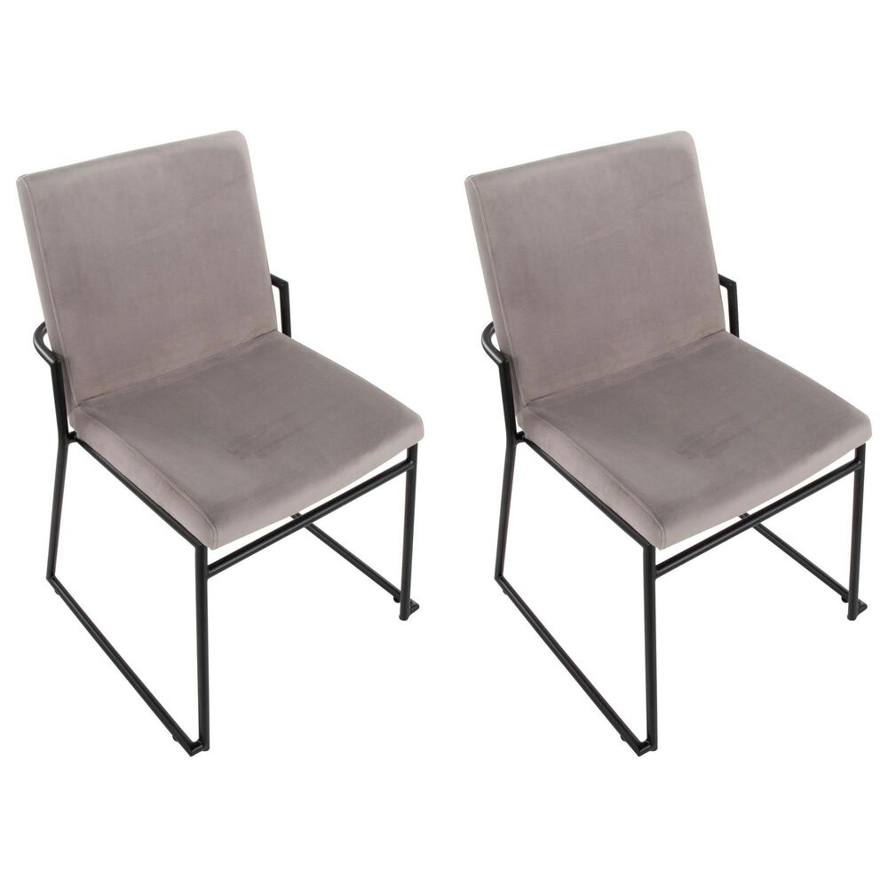 LumiSource Dutchess Side Chair with Silver Velvet Cushion in Black (Set of 2), , large