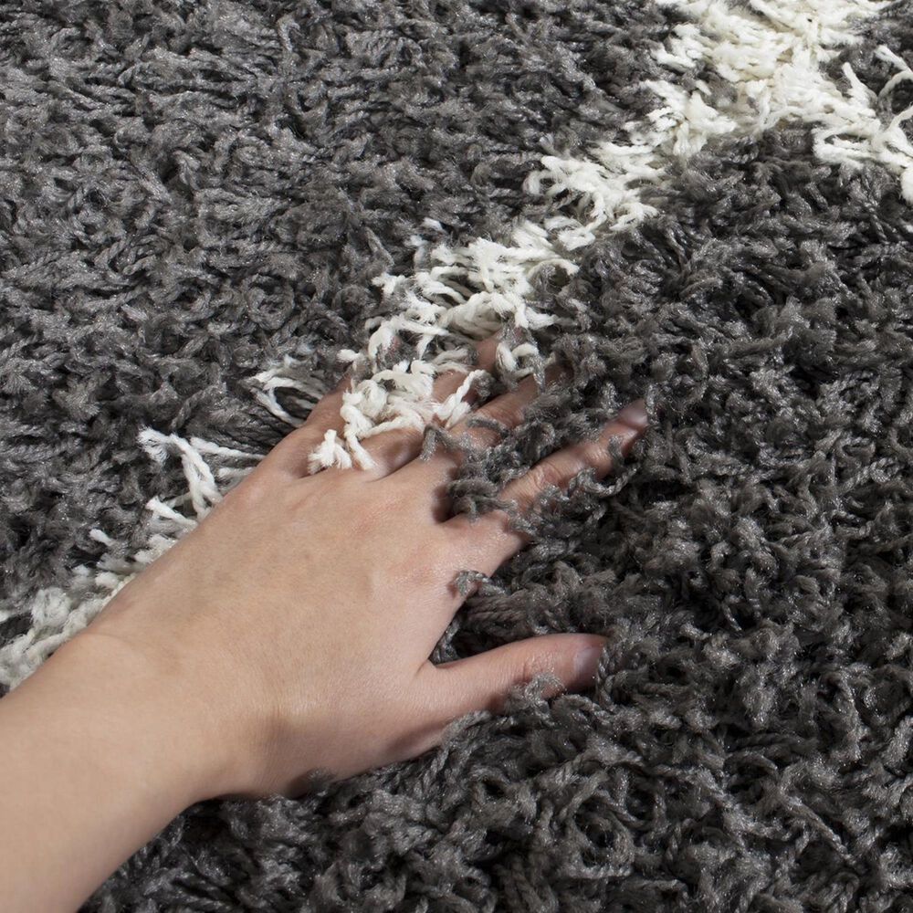Safavieh Dallas Shag SGD258A-4 4&#39; x 6&#39; Dark Grey/Ivory Area Rug, , large