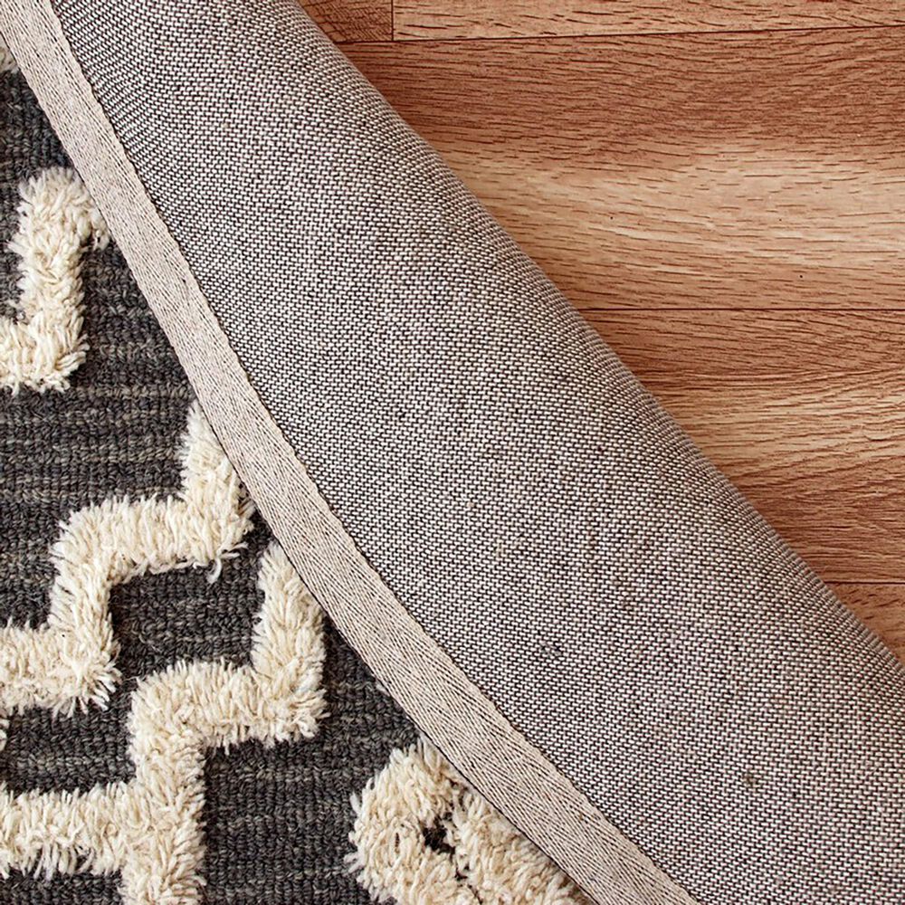 L&amp;R Resources Sinuous Scandinavian 4&#39; Round Gray and Cream Area Rug, , large