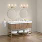 37B Mauri 60" Double Bathroom Vanity with Metal Base in Walnut Drift with High-Profile 4" White Composite Stone Top, , large