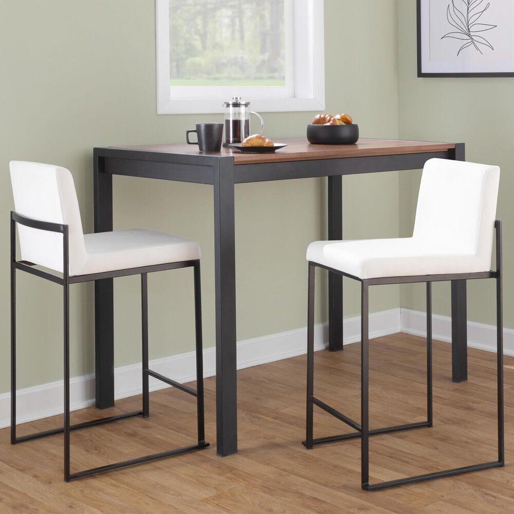 Lumisource Fuji High Back Counter Stool with White Velvet Cushion in Black &#40;Set of 2&#41;, , large