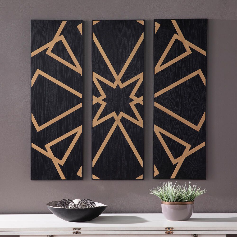 Southern Enterprises Mavlani 3-Piece Wall Panel in Black and Gold, , large