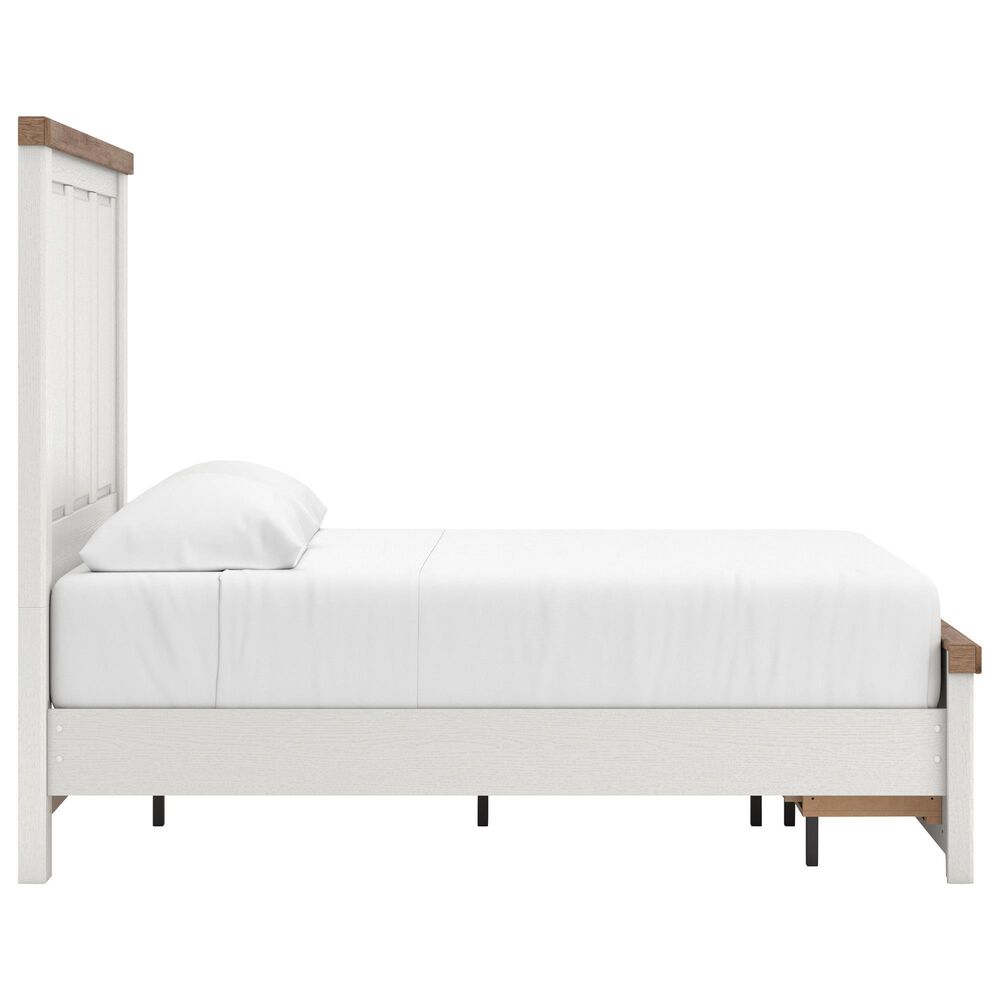Ashley Savonport Full Storage Bed with Nightstand in White and Brown, , large
