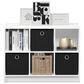 HOMLUX 6-Cube Bookshelf Bookcase with Black Storage Bins in White, , large