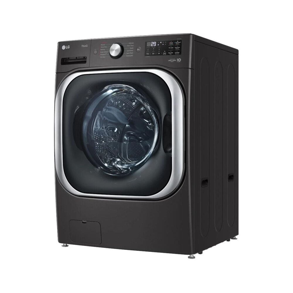 LG 5.2 Cu. Ft. Smart Front Load Washer and 9 Cu. Ft Electric Dryer in Black Steel, , large