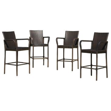 Noble House Delfina Patio Barstool in Multi-Brown (Set of 4), , large