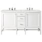 James Martin Vanities Addison 60" Double Bathroom Vanity in Glossy White with 3 cm Eternal Jasmine Pearl Quartz Top and Rectangular Sinks, , large
