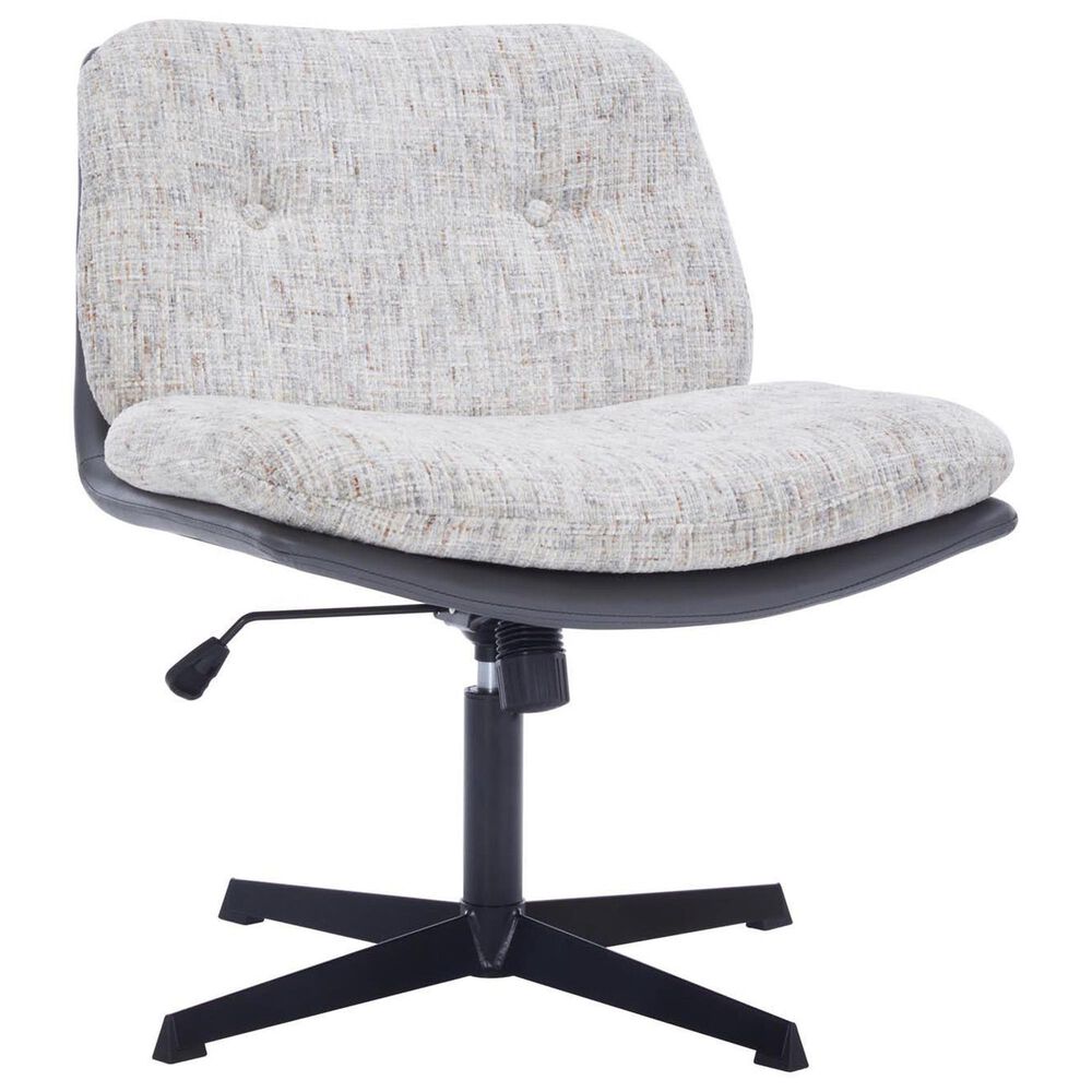 Impressions Vanity Alicia Vanity Chair with White Tweed Cushion in Black, , large