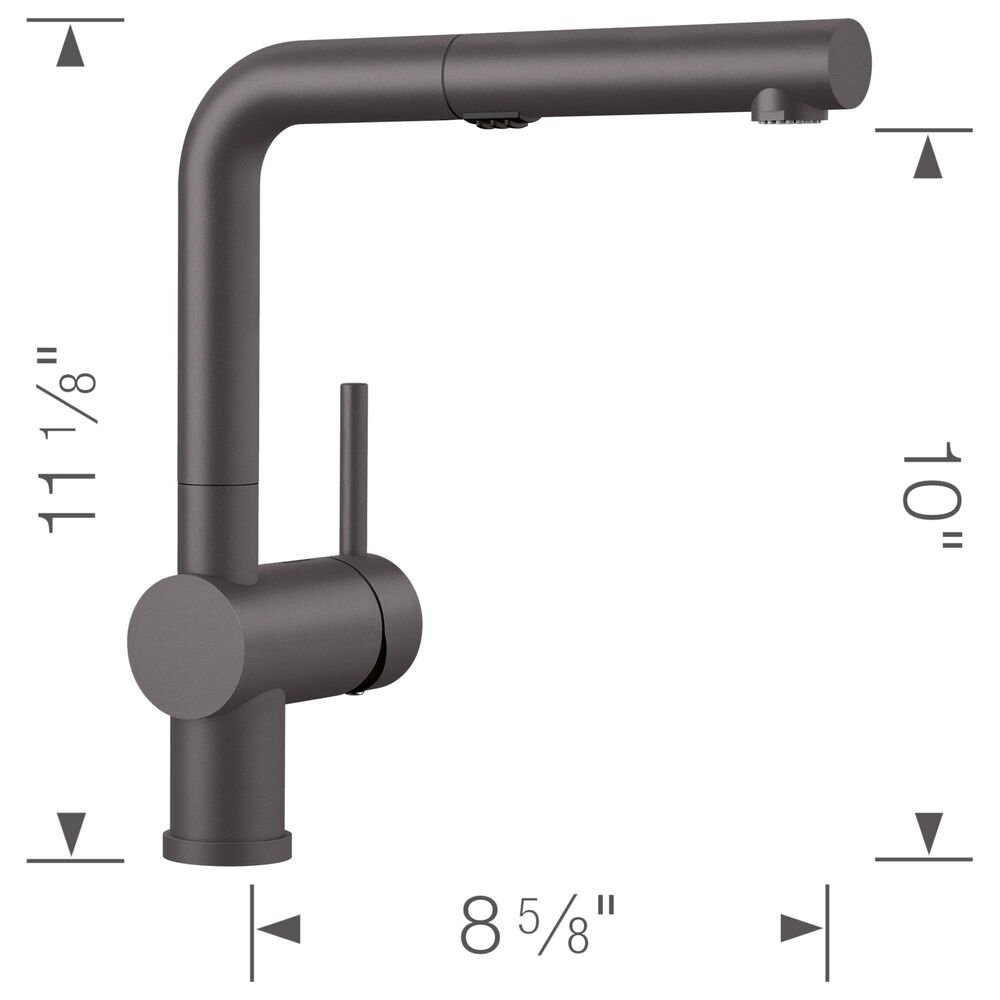 Blanco Linus 1.5 GPM Low-Arc Pull-Out Kitchen Faucet in Cinder, , large