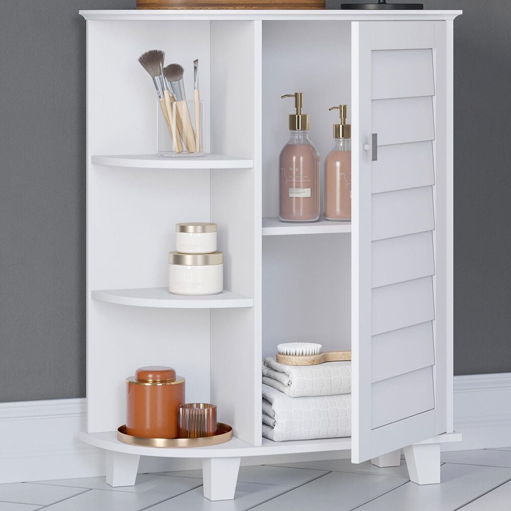RiverRidge Home Brookfield 1-Door Floor Cabinet with Side Shelves in White, , large