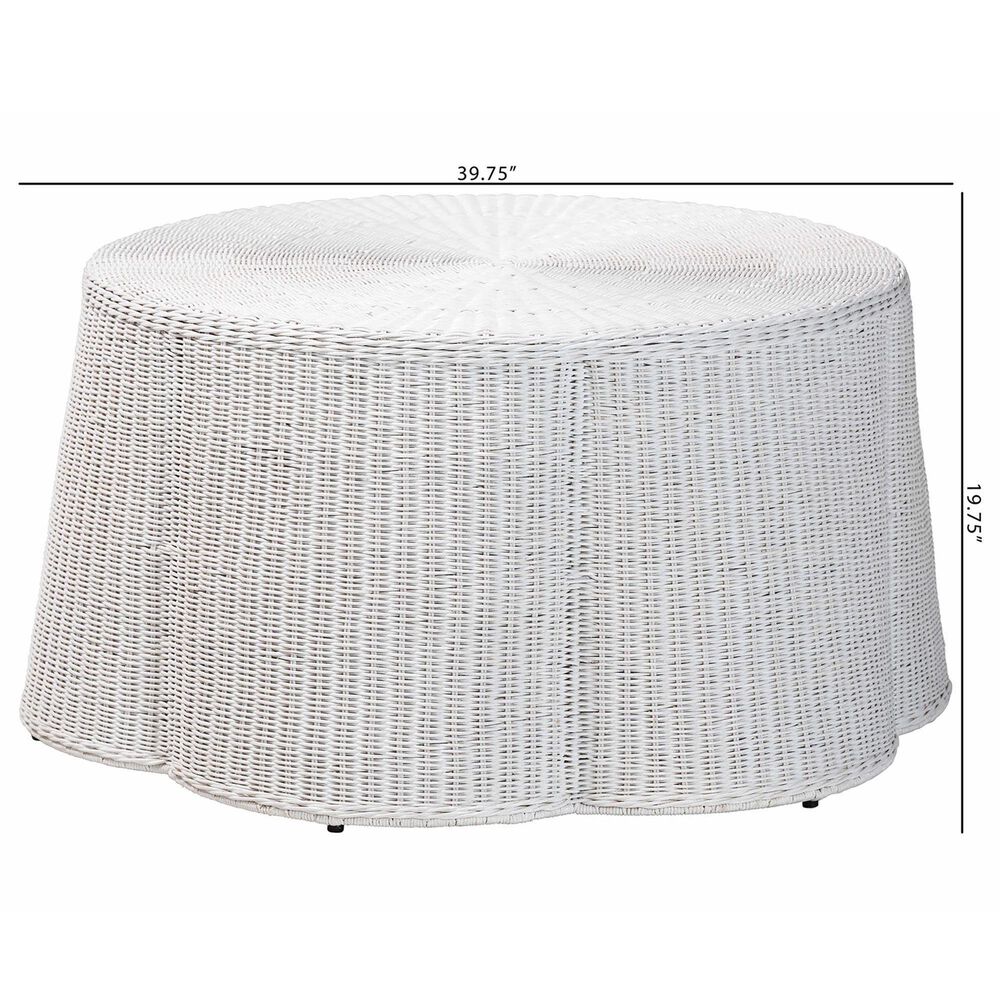 Baxton Studio Palm Patio Coffee Table in Chalk White, , large