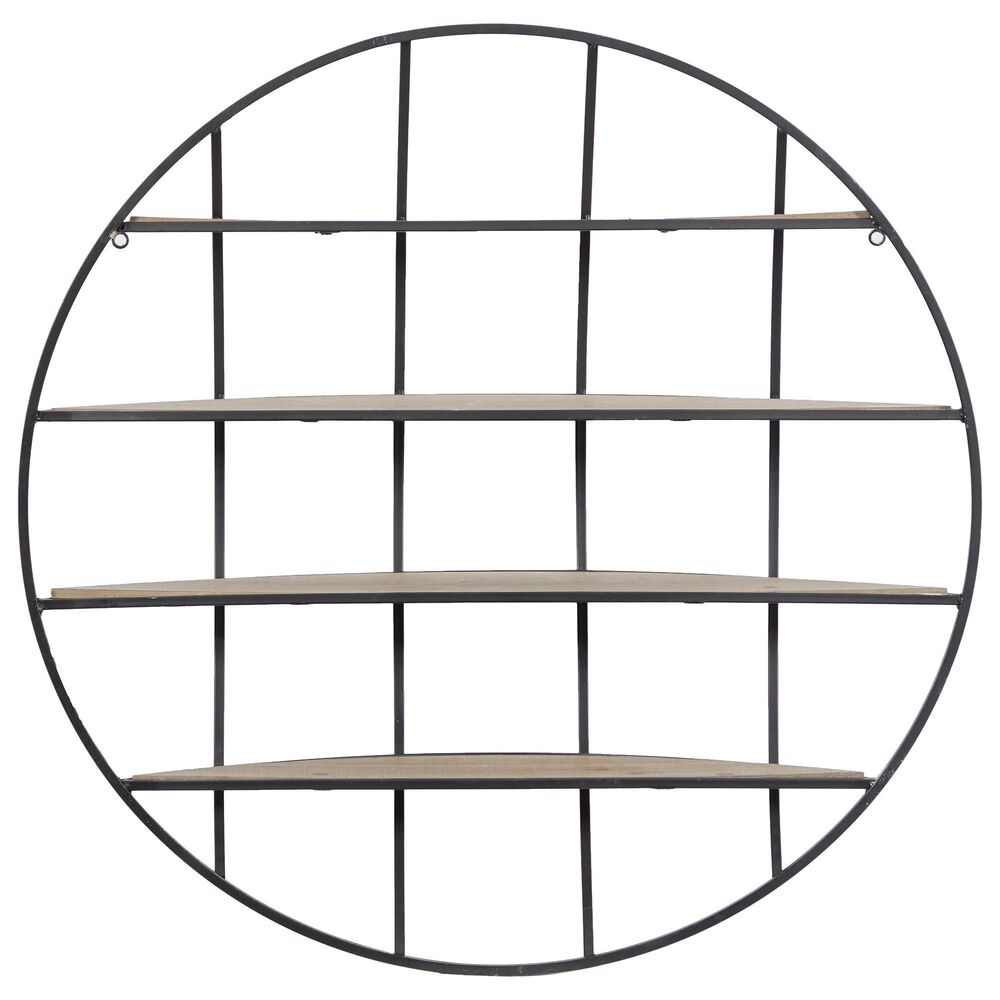 Maple and Jade 3D Round 4 Level Wall Shelf in Matte Black and Brown, , large