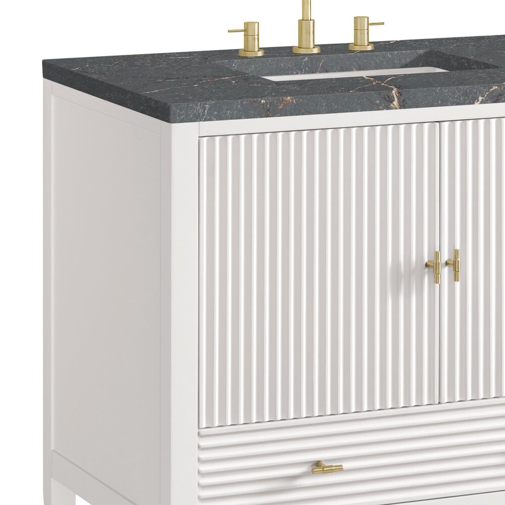 James Martin Vanities Myrrin 36&quot; Vanity in Bright White with 3 cm Parisien Bleu Quartz Top, , large