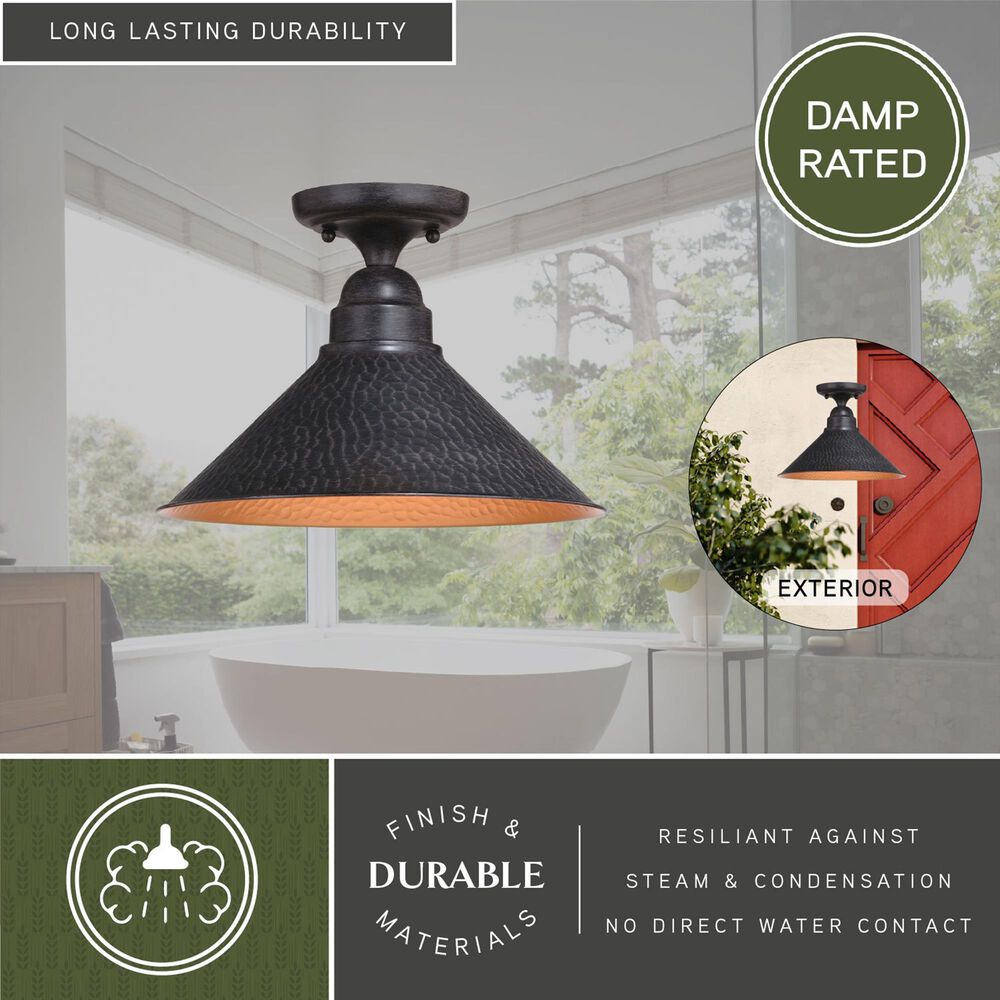 Vaxcel Outland 1-Light Outdoor Semi Flush in Aged Iron and Light Gold, , large