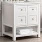 James Martin Vanities Breckenridge 30" Single Bathroom Vanity in Bright White with 3 cm Ethereal Noctis Quartz Top and Rectangular Sink, , large