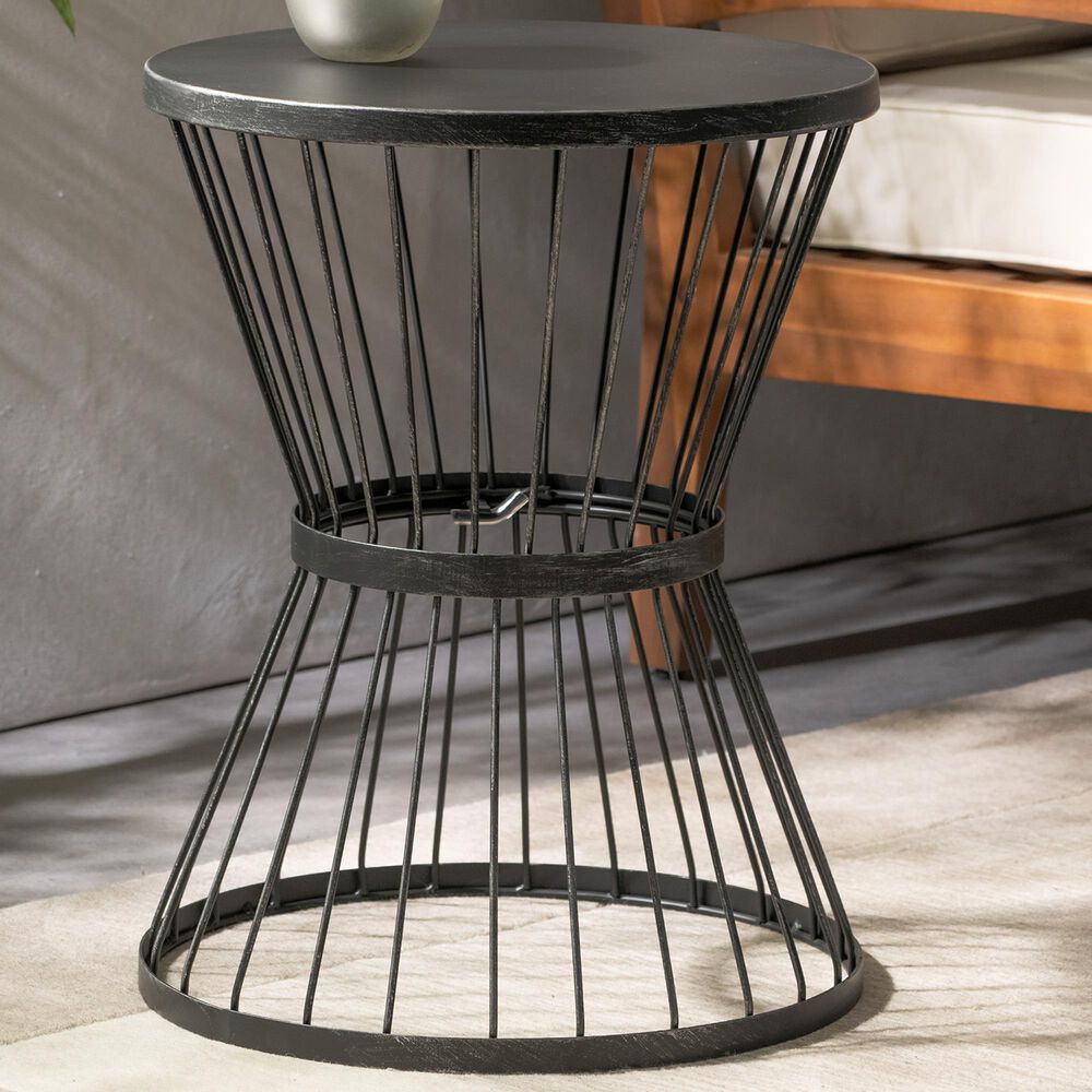 Hearth and Haven Lassen Patio Side Table in Black, , large
