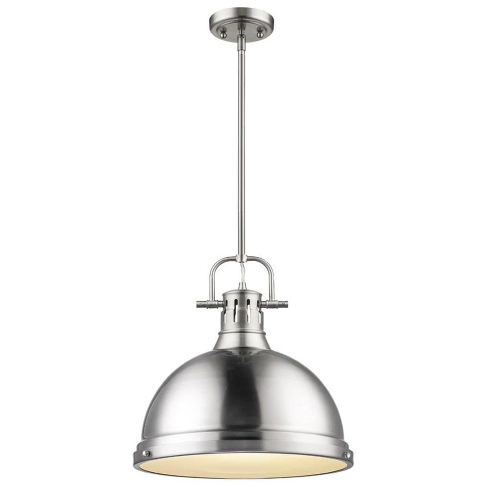 Golden Lighting Duncan 1-Light Pendant with Rod in Pewter with a Pewter Shade, , large