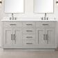 Lexora Home Abbey 60" Double Bathroom Vanity in White Oak with 2 cm White Cultured Marble Top and Rectangular Sinks, , large