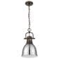 Golden Lighting Duncan 1-Light Small Pendant with Chain and Chrome Shade in Rubbed Bronze, , large