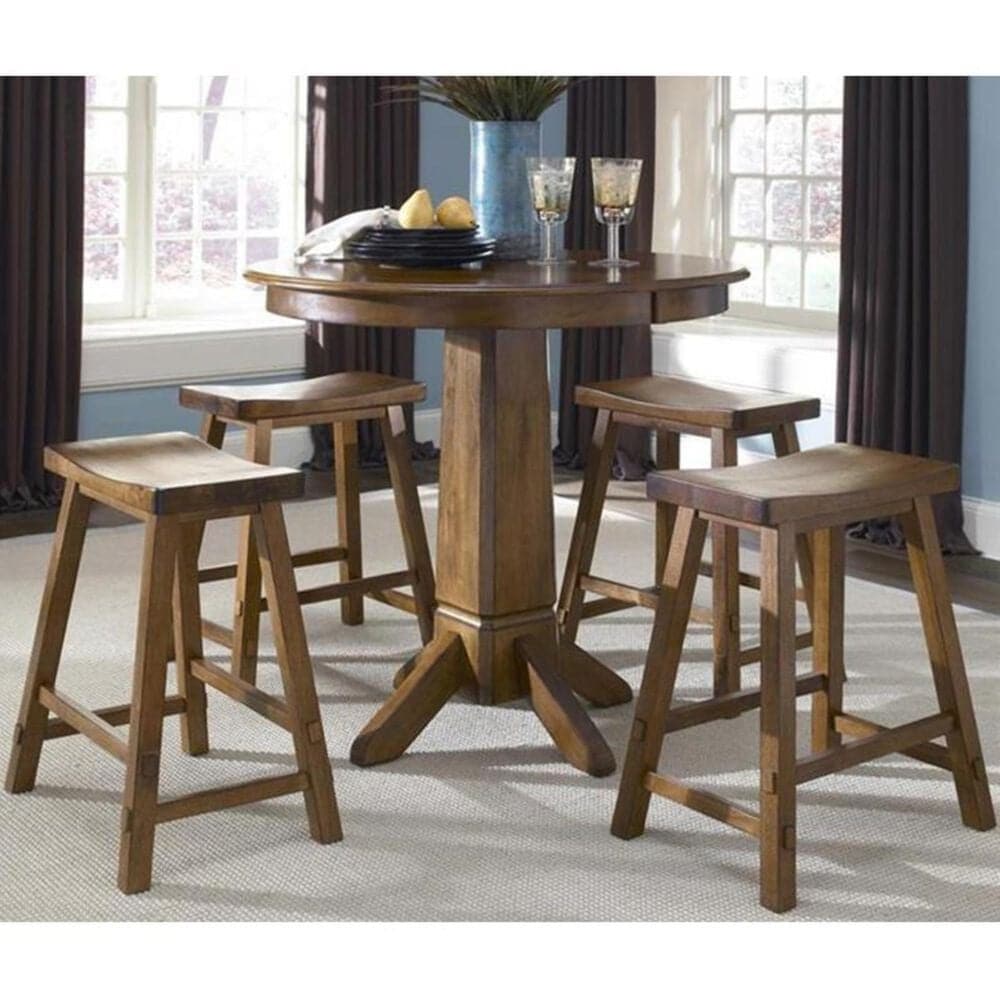 Belle Furnishings Creations II 24&quot; Sawhorse Barstool in Tobacco, , large