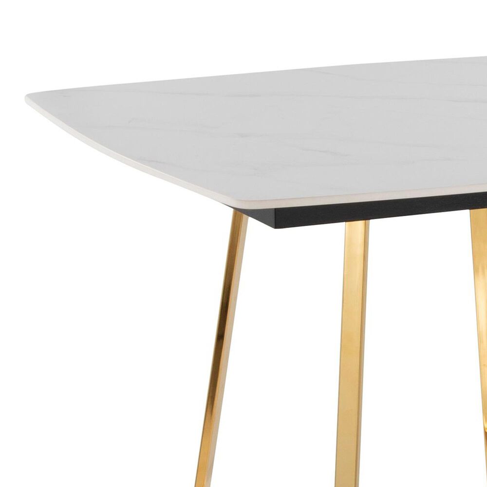 LumiSource Cosmo Square Dinette Table in White and Gold - Table Only, , large
