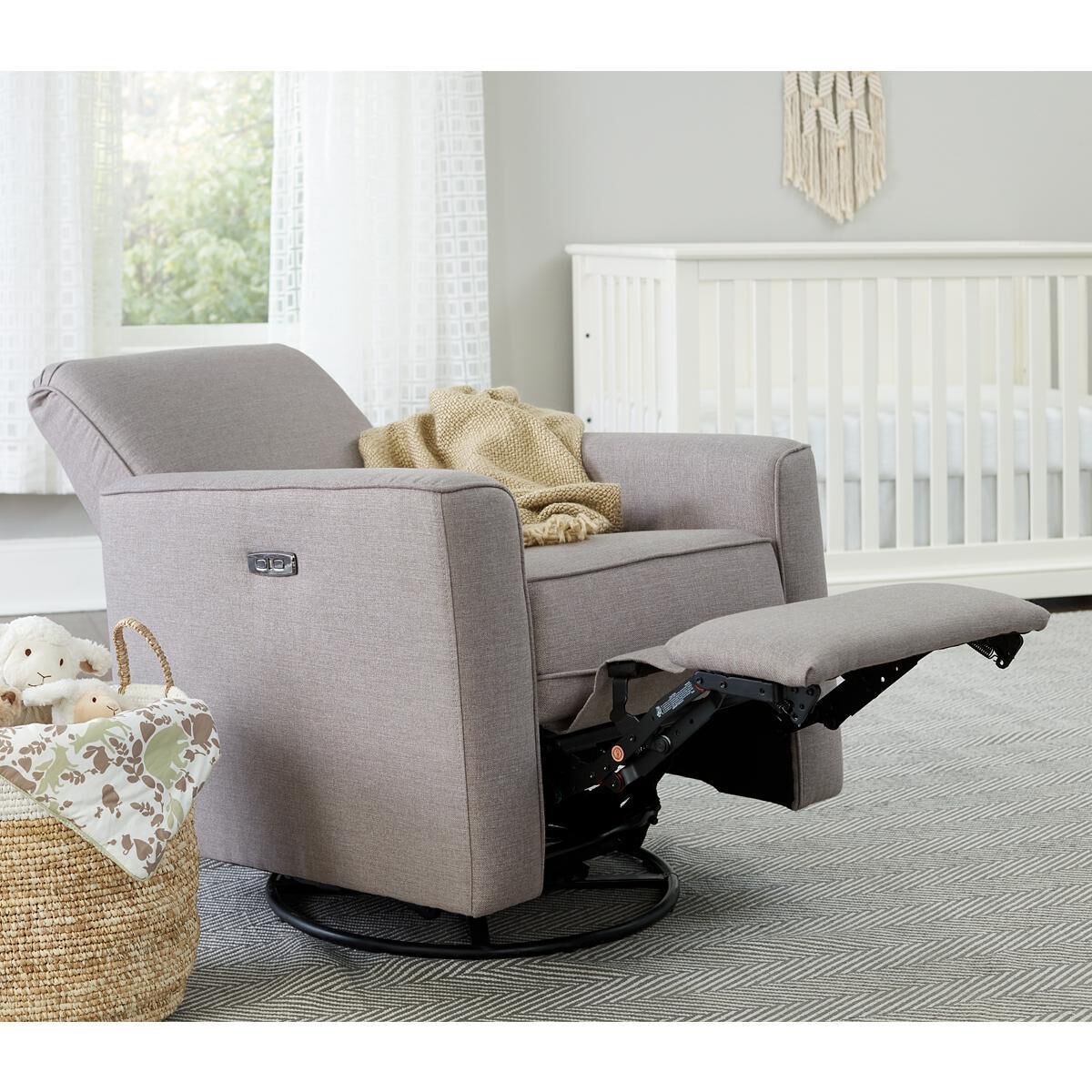 Eastern Shore Aspen Swivel Glider Chair in Sand with Power and USB