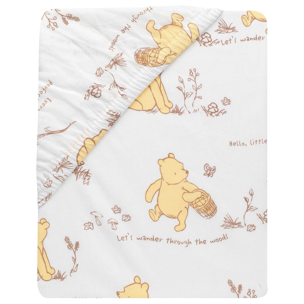 Lambs and Ivy Storytime Pooh Crib Sheet in White, , large