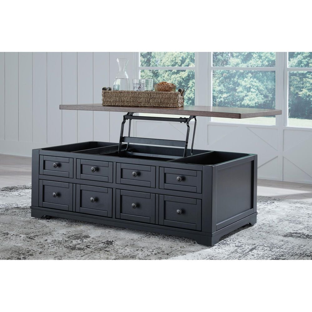 Ashley Wildenauer Lift Top Cocktail Table in Warm Satin Black and Brown, , large