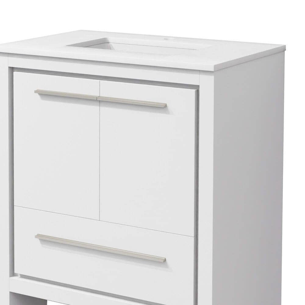 Lexora Home Lafarre 30" Single Bathroom Vanity in White with 2 cm White Quartz Top and Rectangular Sink, , large