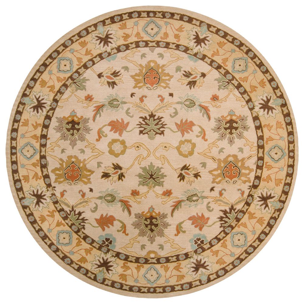 Surya Caesar 8" Round Light Beige, Tan, Brown, Burnt Orange, Olive, and Light Gray Area Rug, , large