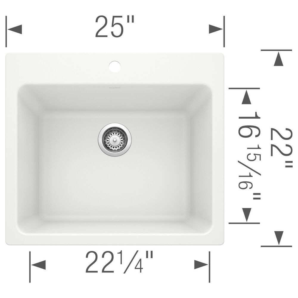 Blanco Liven 25&quot; Dual Mount Laundry Sink in White, , large