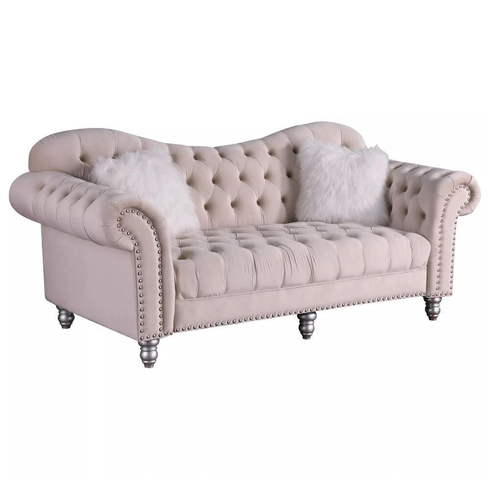 Morden Fort America Stationary Sofa in Beige Velvet, , large