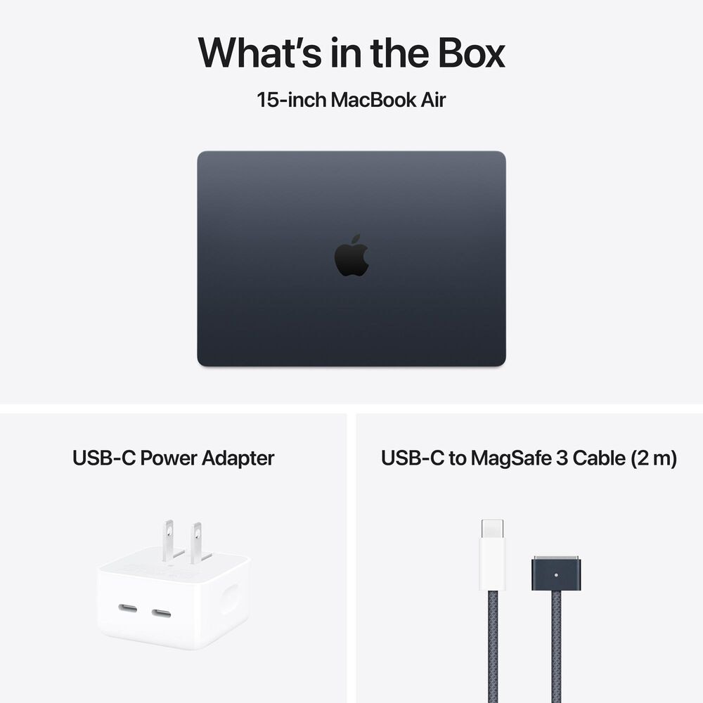 Apple MacBook Air 15-inch Laptop M4 chip - 10 Core CPU - 10 Core GPU - 16GB Memory - 512GB SSD - Midnight &#40;Latest Model&#41;, , large