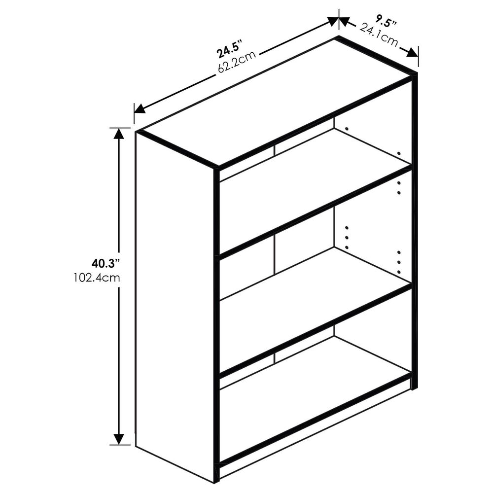 HOMLUX 3-Tier Display Bookshelf with Adjustable Shelves in French Oak, , large