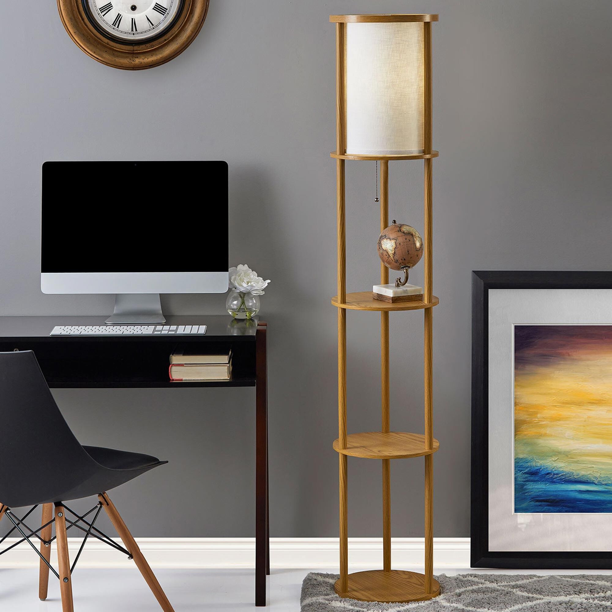 Adesso Stewart Shelf Floor Lamp in Natural NFM