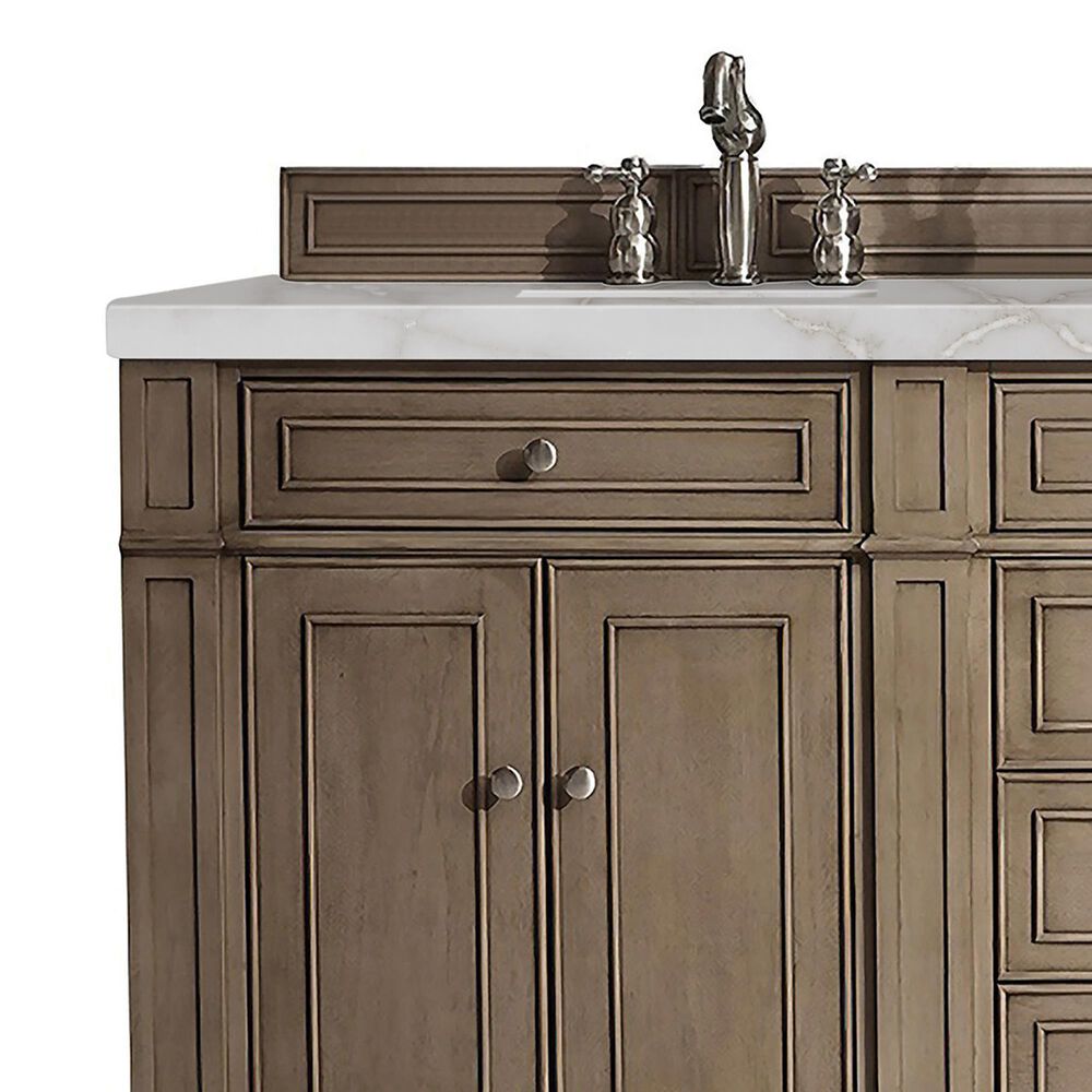 James Martin Vanities Bristol 72&quot; Double Bathroom Vanity in Whitewashed Walnut with 3 cm Victorian Silver Quartz Top and Rectangular Sinks, , large