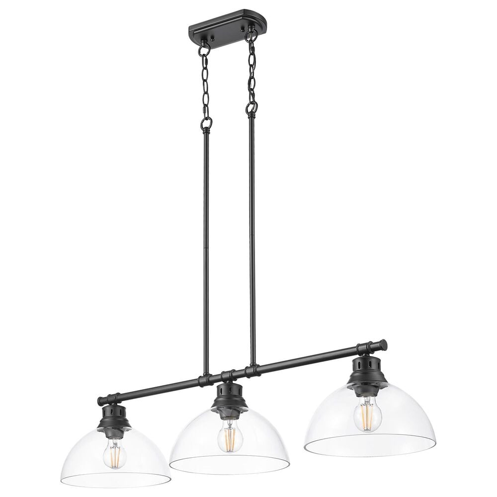 Golden Lighting Duncan 3-Light Pendant with Clear Shade in Matte Black, , large