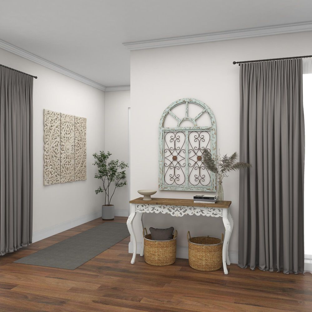 Maple and Jade 45&quot; x 28&quot; Wall Decor in Distressed White and Brown, , large
