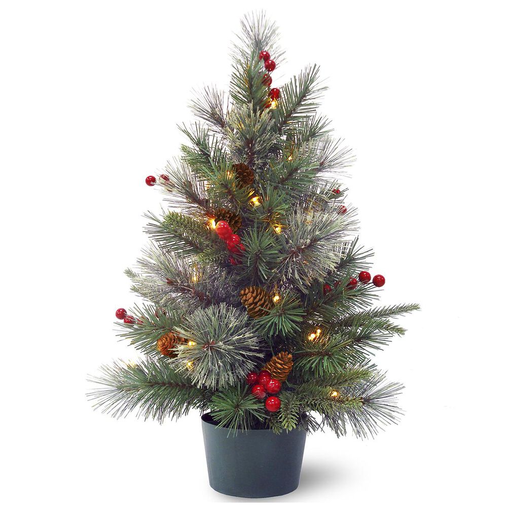 National Tree 2" Colonial Potted Tree with Battery Operated Warm White LED Lights, , large