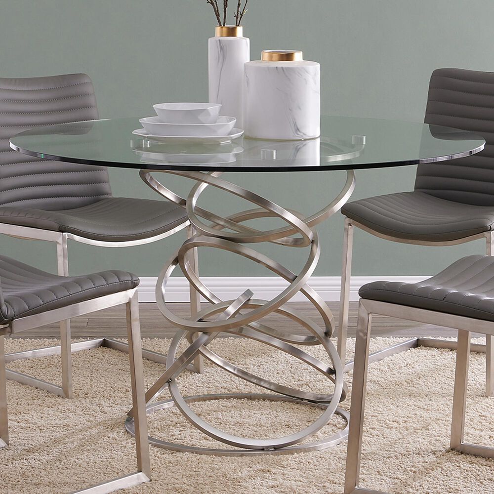 Blue River Wendy Dining Table in Brushed Stainless Steel - Table Only, , large