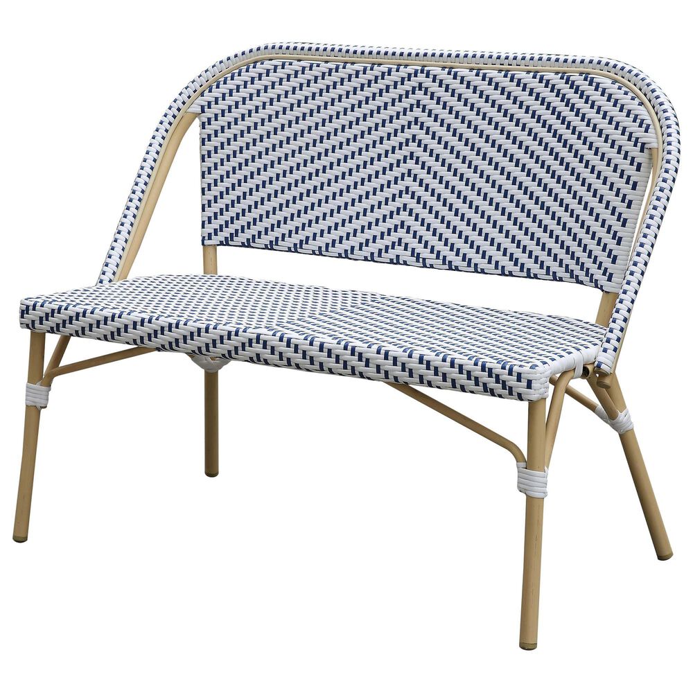 Furniture of America Toby Patio Loveseat in Navy/White, , large