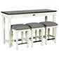 Steve Silver Jackson Sofa Bar with 3 Stool in White and Oak, , large