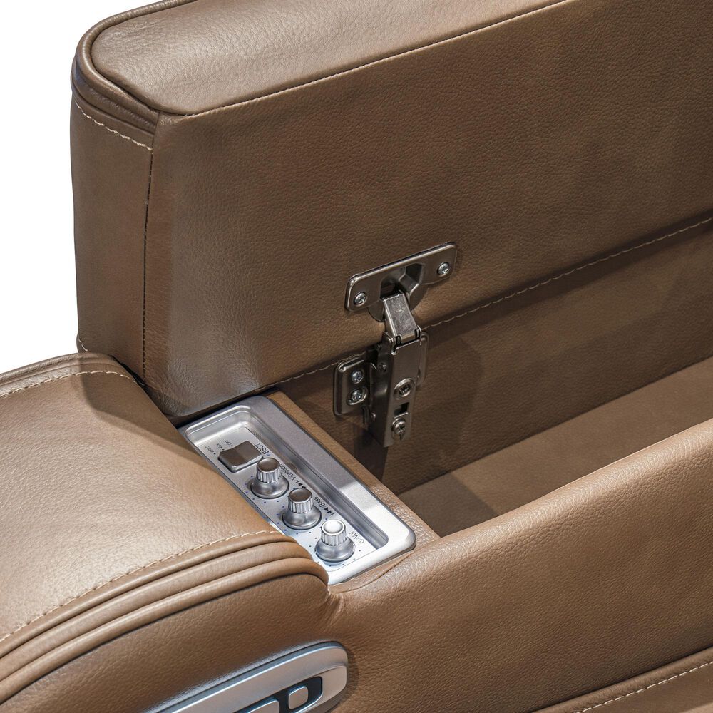 Ashley Knightington Power Reclining Sofa with Audio Seating in Caramel, , large