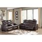 Ashley Warnerton Dual Power Reclining Sofa with Power Headrests in Chocolate, , large