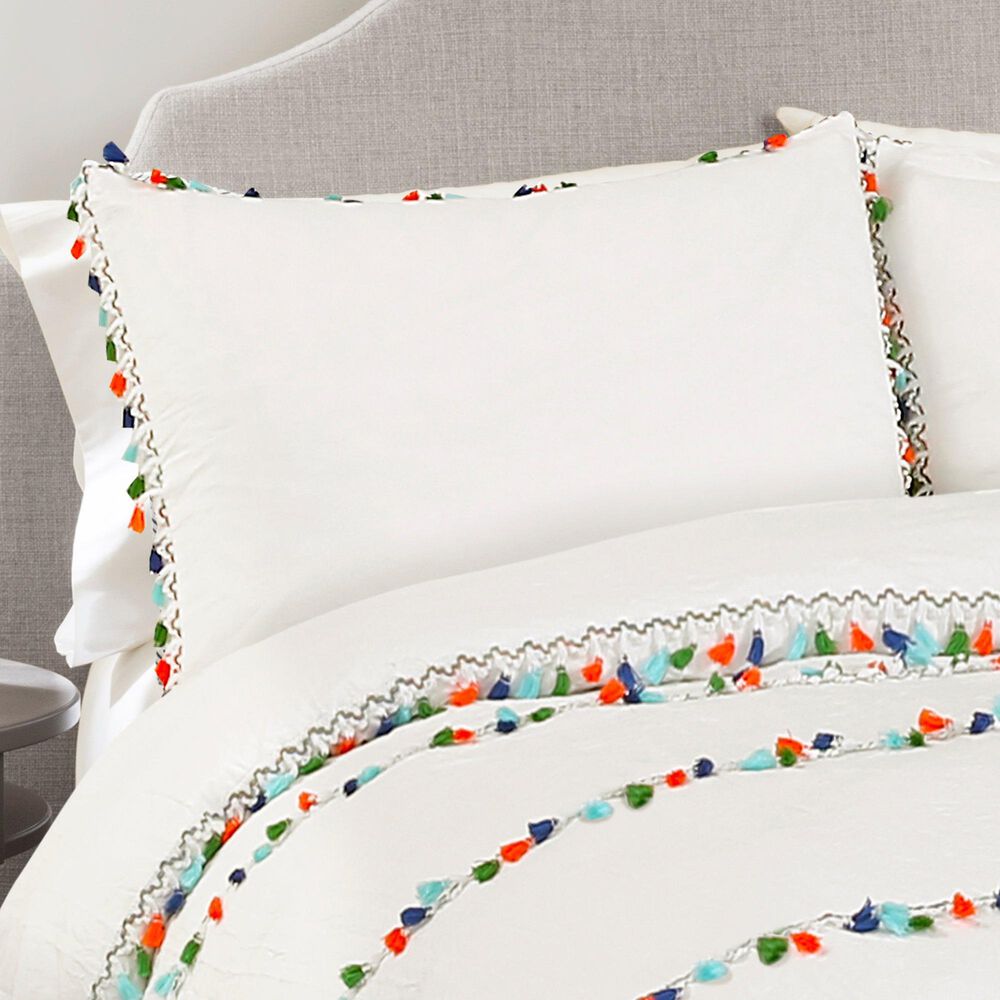 Triangle Home Fashions Boho Tassel 3-Piece Full/Queen Comforter Set in White, , large