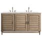 James Martin Vanities Portland 60" Double Bathroom Vanity in Whitewashed Walnut with 3 cm Victorian Silver Quartz Top and Rectangular Sinks, , large
